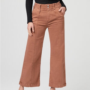 PAIGE Womens Brooklyn Crop Wide Leg in Vintage Mocha Bisque